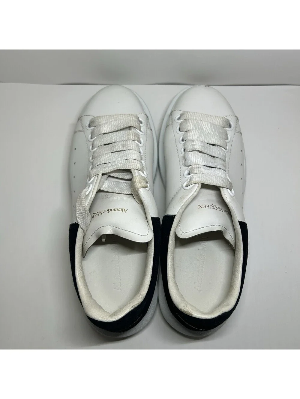 Alexander McQueen Oversized Sneaker White Leather Black Heel - Size 36 (6US)